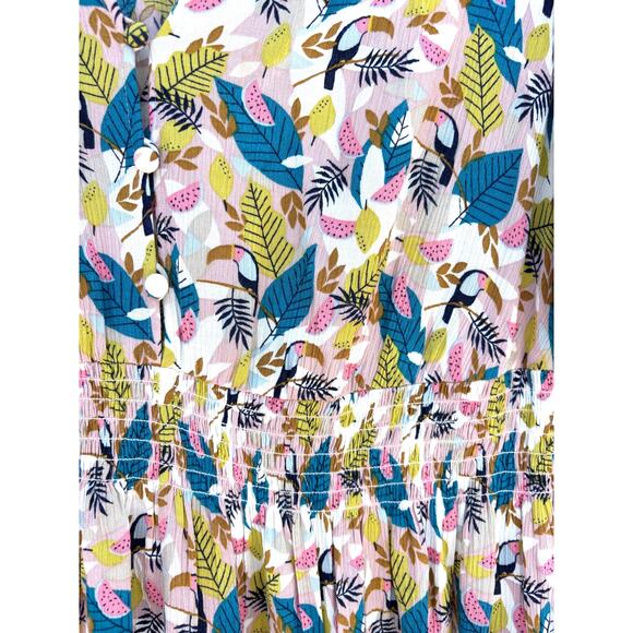Boden Susannah Toucan Print Midi Dress, Animal Bird Print V-Neck, Plus Size 10 - Picture 3 of 4